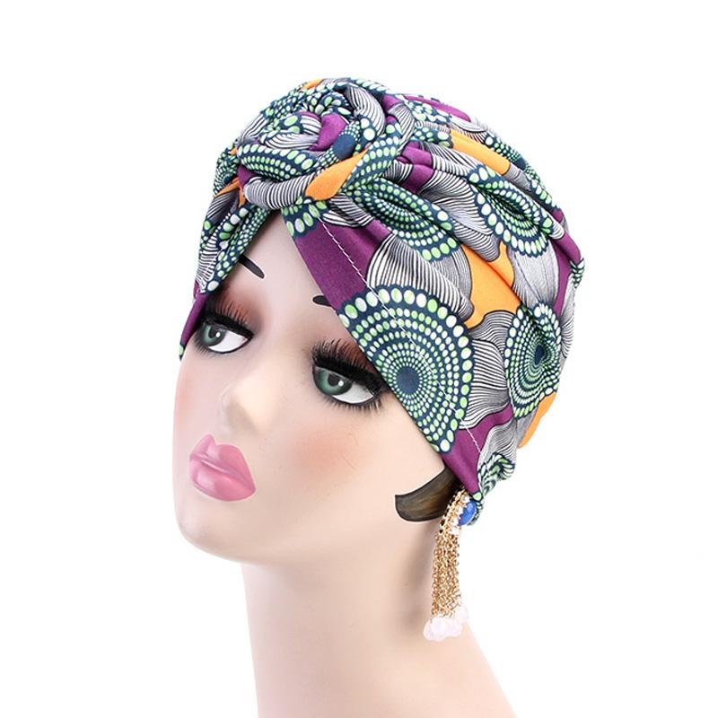 Damen Afrikanischer Druck Turban Hut Scrunchies Knoten Kopftuch Stretch Bandanas Party Kopfbedeckung Damen Kopftuch Haaraccessoires