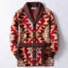 Men's Retro Jacquard Knit Lace-up Sweater Coat - Mid-Length, Thickened SY0072