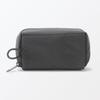 MUJI Wrinkle Nylon Dark 11 X 6 X 84473913 Wide-Opening Pouch, Gray, Small, Approx. 3.5 Cm,