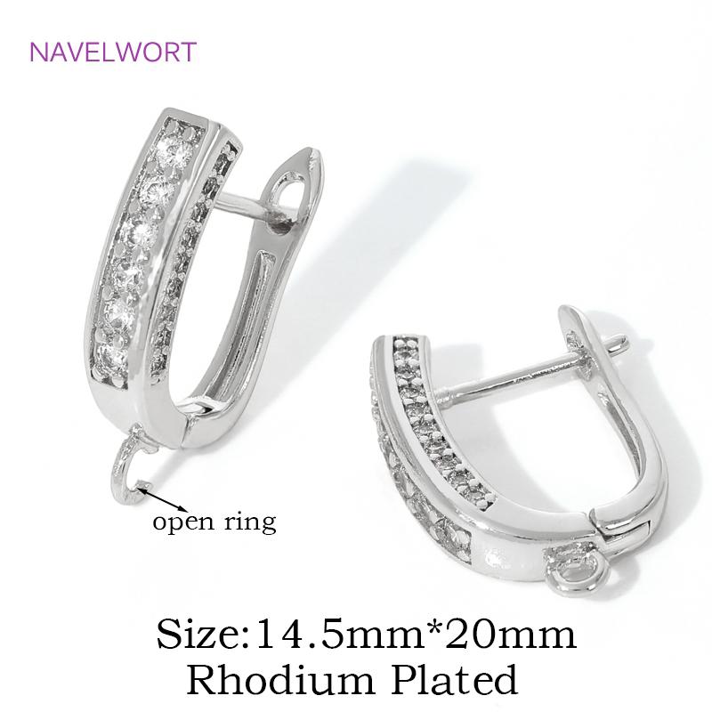 18K Gold Plated Inlaid Zircon Earwires Earring Hooks,Flower Earring Fixtures,Fasteners For Earrings,Earring Making Accessories