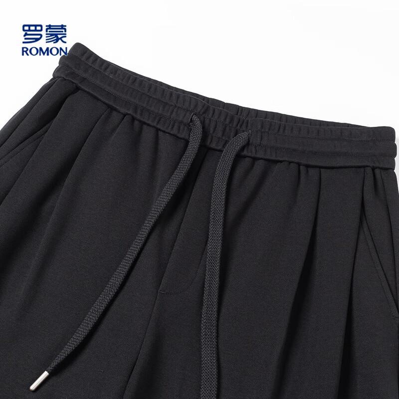 Romens Men's Loose Double Pleated Wide-Leg Casual Pants