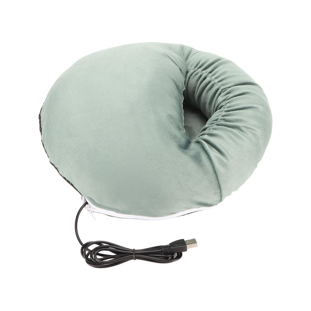 Electric Heated Foot Warmer Men Women Winter Home Soft Washable USB Foot Warmer for Work Study Green Black