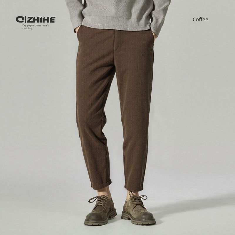 Thousand Paper Cranes 2025 Autumn/Winter New Men's Casual Pants Versatile Simple Fleece-Lined Thickened Straight-Leg Long Pants Men's 318