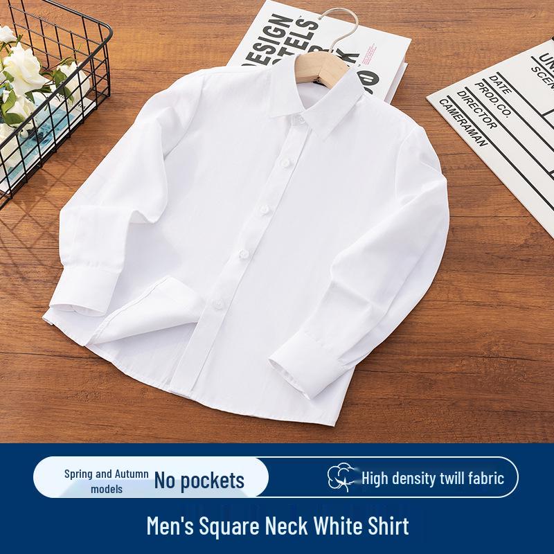 

Белая рубашка с длинным рукавом для мальчика на весну/осень - Форма для кампуса начальной школы и костюм для выступления 1 июня. 140 cm