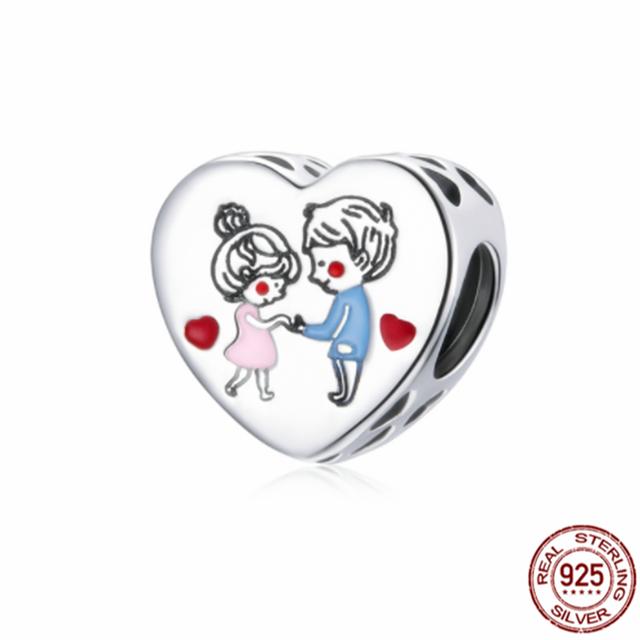 Happy Place Family Heart Shape Charm 925 Sterling Silver Bead Fit Original Fasion Bracelet Necklace Jewelry Women Gift