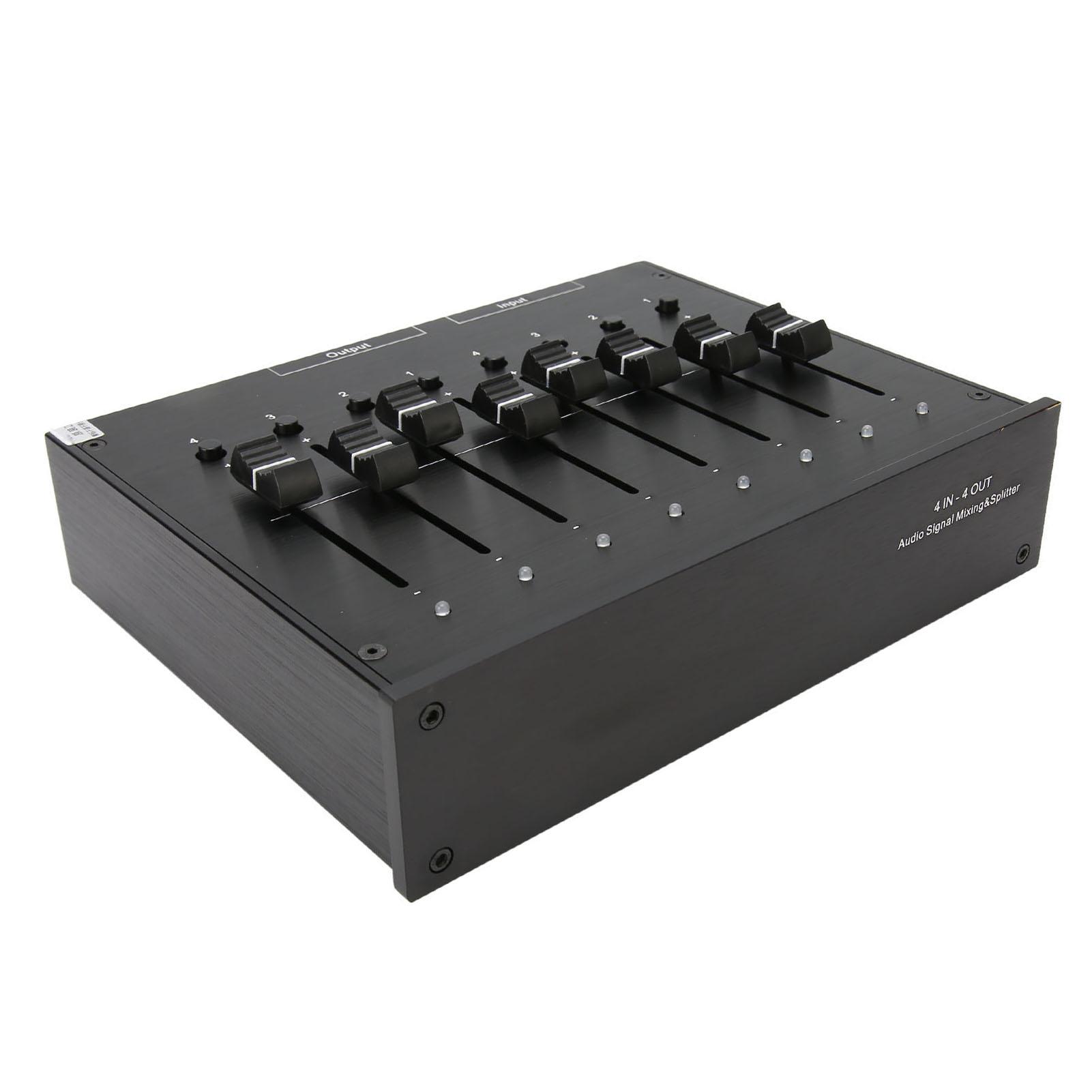 

Разветвитель звука Микшер 4 входа 4 выхода Независимый переключатель Усилитель для наушников Микшерный пульт Усилитель 100-240 В EU Plug