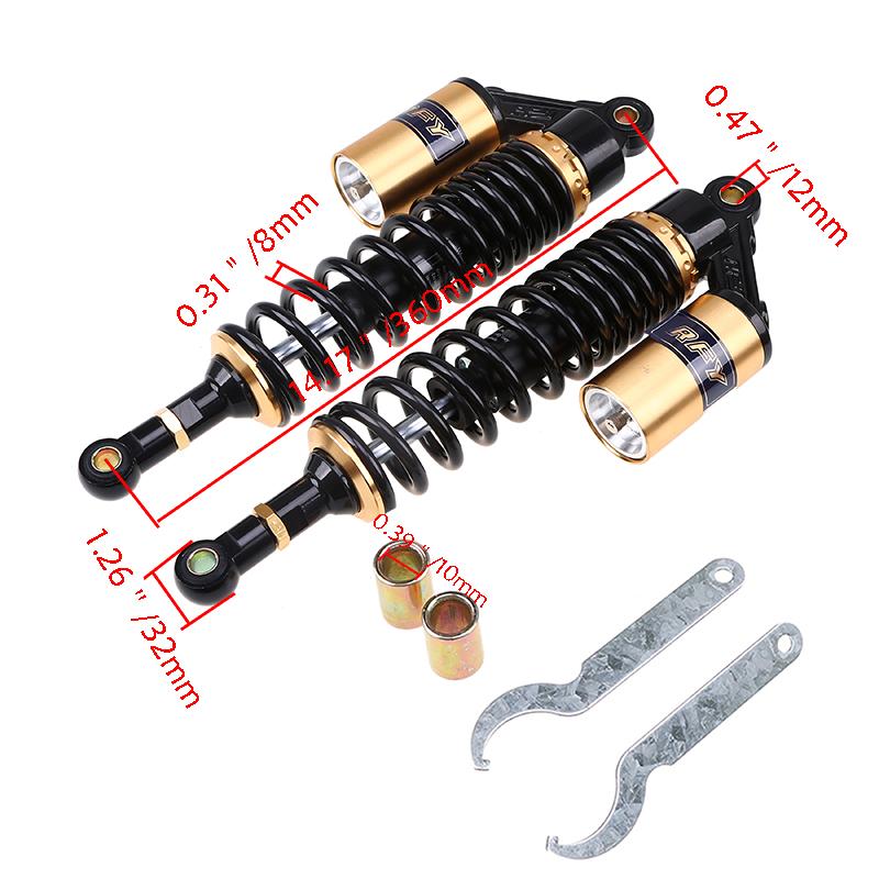 320mm 340mm 360mm 380mm 400mm Amortisseur à Air Universel Type U / Trou Rond Ressort de Suspension Arrière Scooter DirtBike Gokart Quad ATV Moto