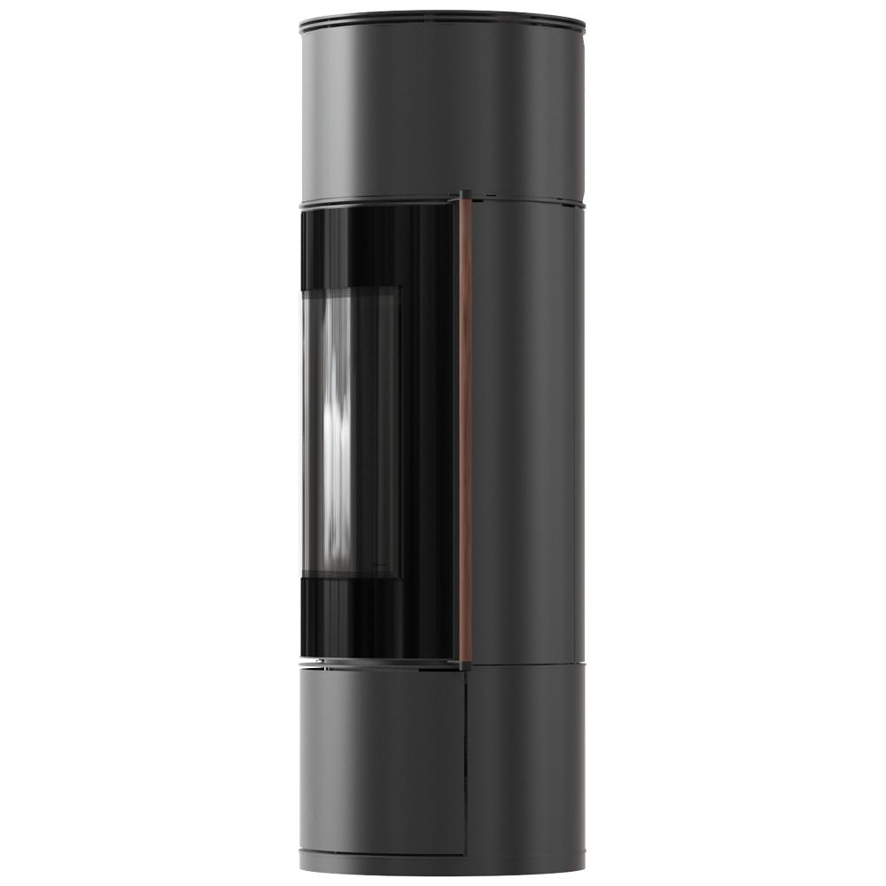 Wood Burning Stove KRATKI AMBLER Ø 150 7 kW Black Thermotec, Self Closing Door, Jatoba Wood Handle