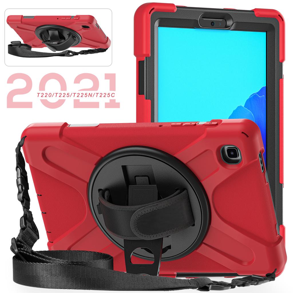 Rugged Case For Samsung Galaxy Tab A7 Lite 8.7 SM-T220 SM-T225 Hybrid Rotating Cover Anti-shock With Hand & Shoulder Strap Coque