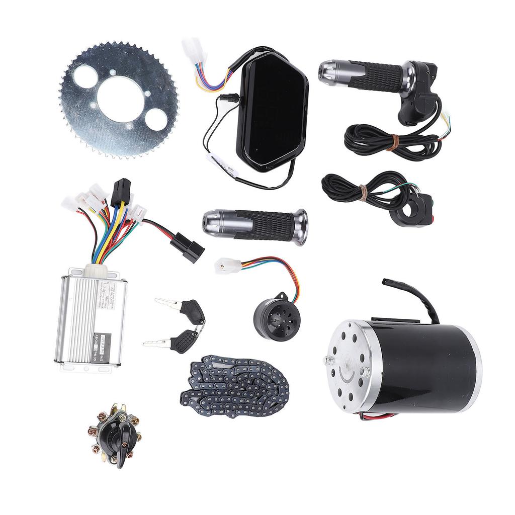 48V 1000W Electric Brushed Motor Kit Direct Current DIY Brushed Motor Controller Display with Sprocket Chain Throttle