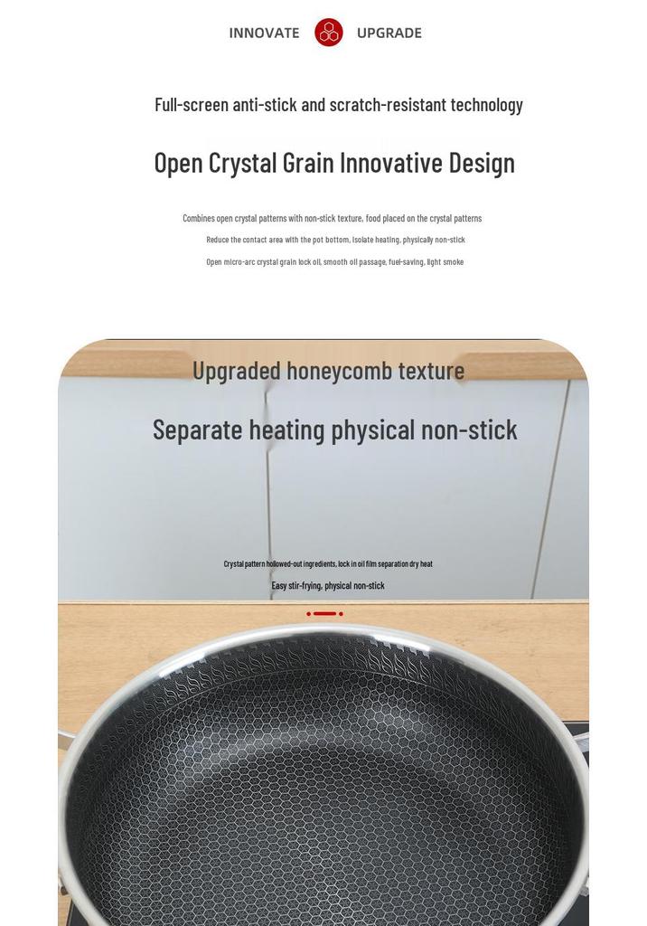 Deepened 316 Stainless Steel Non-Stick Double-Handle Pan for Pancakes - Compatible with Induction and Gas Cookers
