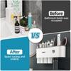 Badezimmer Adsorption Inverted Zahnbürstenhalter Wand Automatische Zahnpasta Squeezer Lagerregal Badezimmer Zubehör