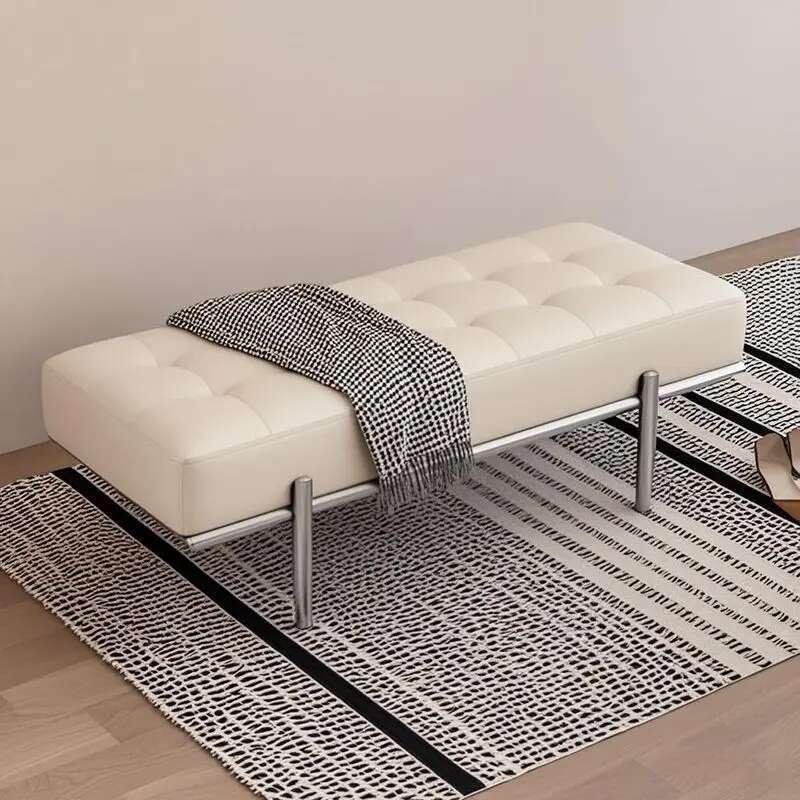 Entrance Porch Soft Shoe Bench Living Room Sofa Bench Bedroom Bed End Bench Metal Frame Integrated Benchs Minimalist Furniture