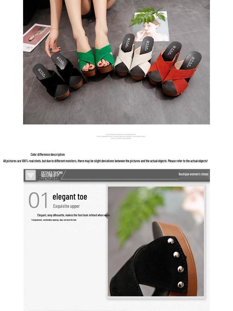 Women's Summer Waterproof Chunky Heel Platform Slippers with One-Strap and Thick Sole