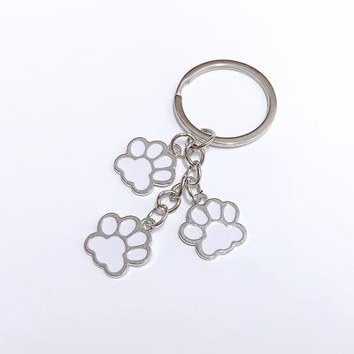 Cute Enamel Keychain Cat Dog Paw Key Ring Footprints Key Chains For Women Men Handbag Accessorie DIY Handmade Jewelry Gifts