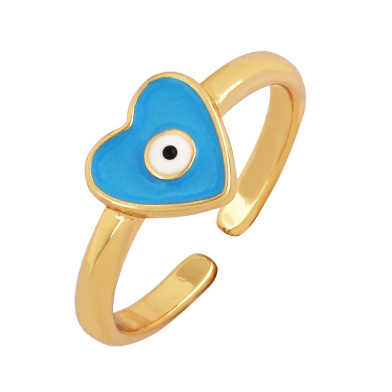 

New Colorful Enamel Coated Zircon Finger Ring,Unique Eye Brass Gold Plated Open Adjustable Rings Jewelry Findings Supply P34