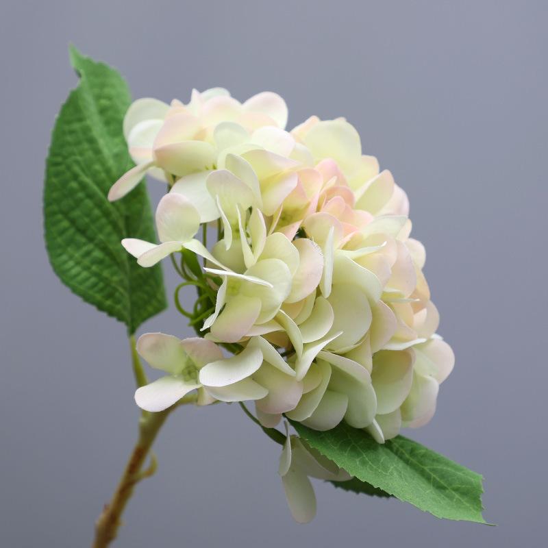 Blue Real Touch Artificial Latex Hydrangea Wedding Bouquet Pography Props Home Garden Simulation Green Plant Decoration