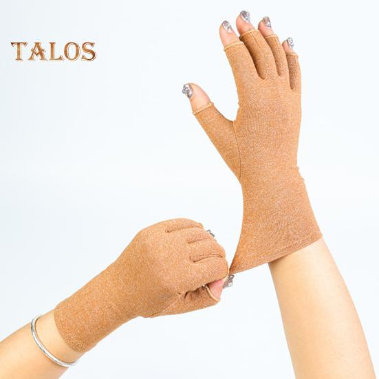 1 Pair Health Care Gloves Balanced Pressure Elastic Wrap Lightweight Neat Seams Half-Finger Design for Cycling Driving Fitness Touchscreen Mountain