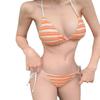 Thai niche hottie, sexy vintage striped swimsuit female split pure lust wind bath bikini bikini