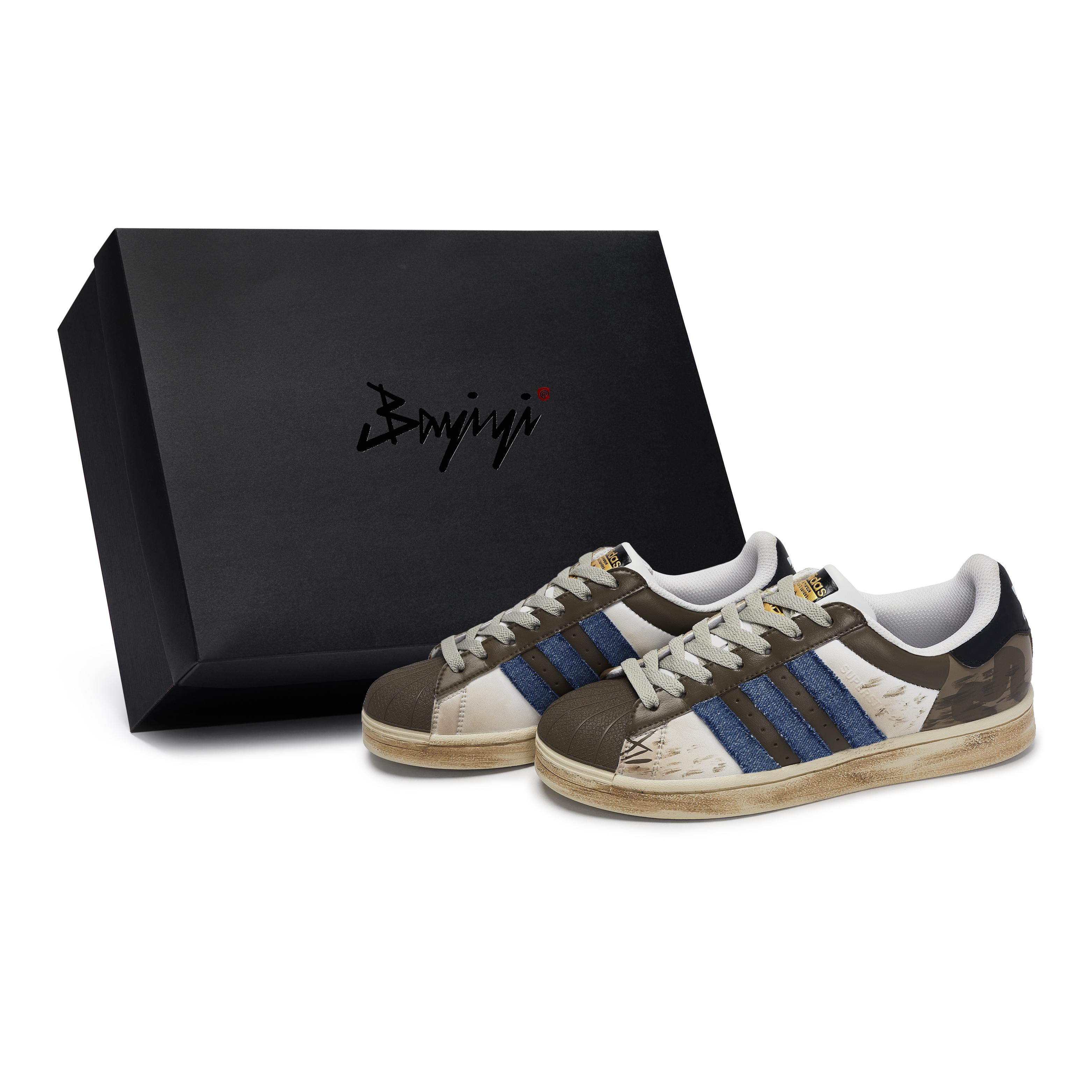 

Adidas Originals SUPERSTAR Skateboard Shoes Unisex Low Top Black/White/Blue/Brown EG4958(Team80-S-BOX) 39⅓