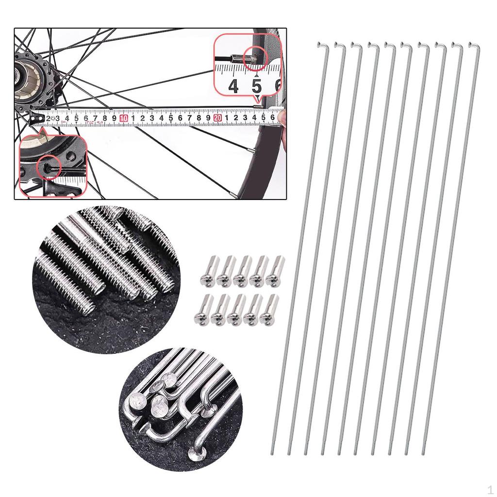 10Pcs Stainless Steel Bike Spokes 2mm Impact Resistance Part Repair with Spoke for Mountain
