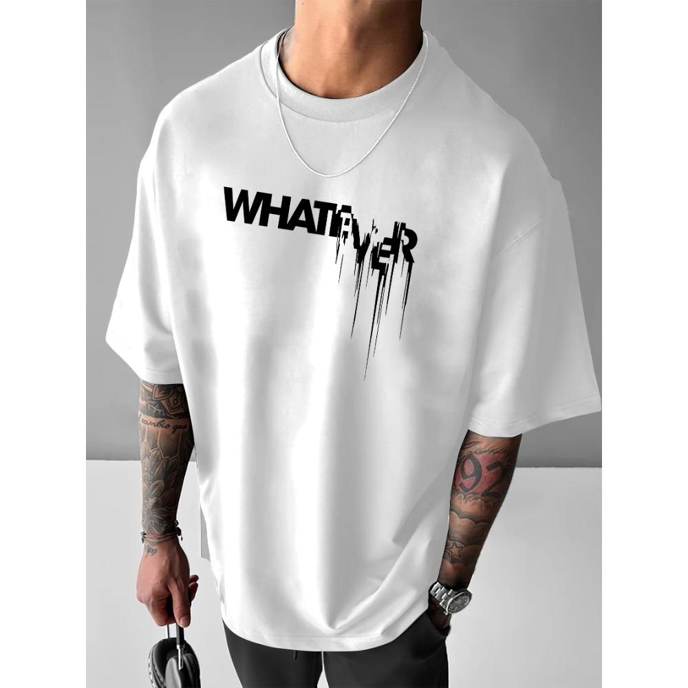 WHENEVER" Men's Bold Graphic Print Casual T-Shirt - ,  Short Sleeve, Round Neck, Machine Washable - Ideal for Spring & Summer