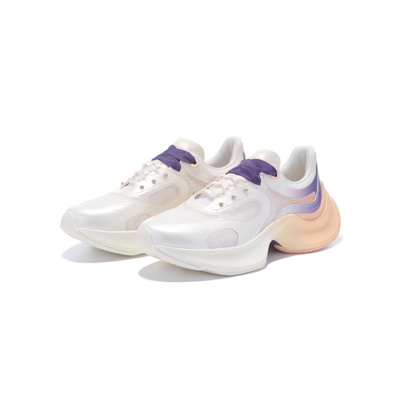 Li-Ning 1990 Classic Series Shadow Lightweight Sports Wear Resistant Rebound Low-Top Lifestyle Casual Shoes Women Casual Shoes White Purple ALFV084-3