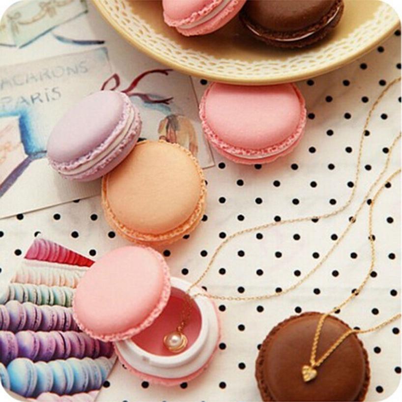 1 Pcs Random Color Cute Cake Shape Jewelry Storage Box Mini Macaron Case For Necklace Earring Jewelry Organizer