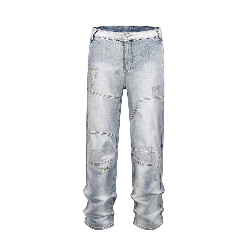 Unisex Multi-Pocket Cargo Jeans - European & American Street Style Loose Fit with Rips