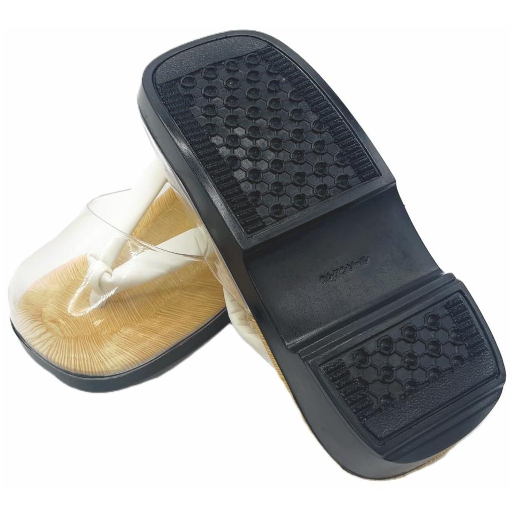 Asakusa Kimono Market In Rain Geta Sandals with Urethane Soles Shinto and Work Footwear with Hem Pads L [Made Japan] Men's (L/LL) <White Straps> Men's