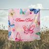 1PC Custom Name Butterfly Dreams Pink Background outdooor Flannel blankets Throw Blanket All-Season Throw Gift Bedspread for Couch, Bed, Camping Holid