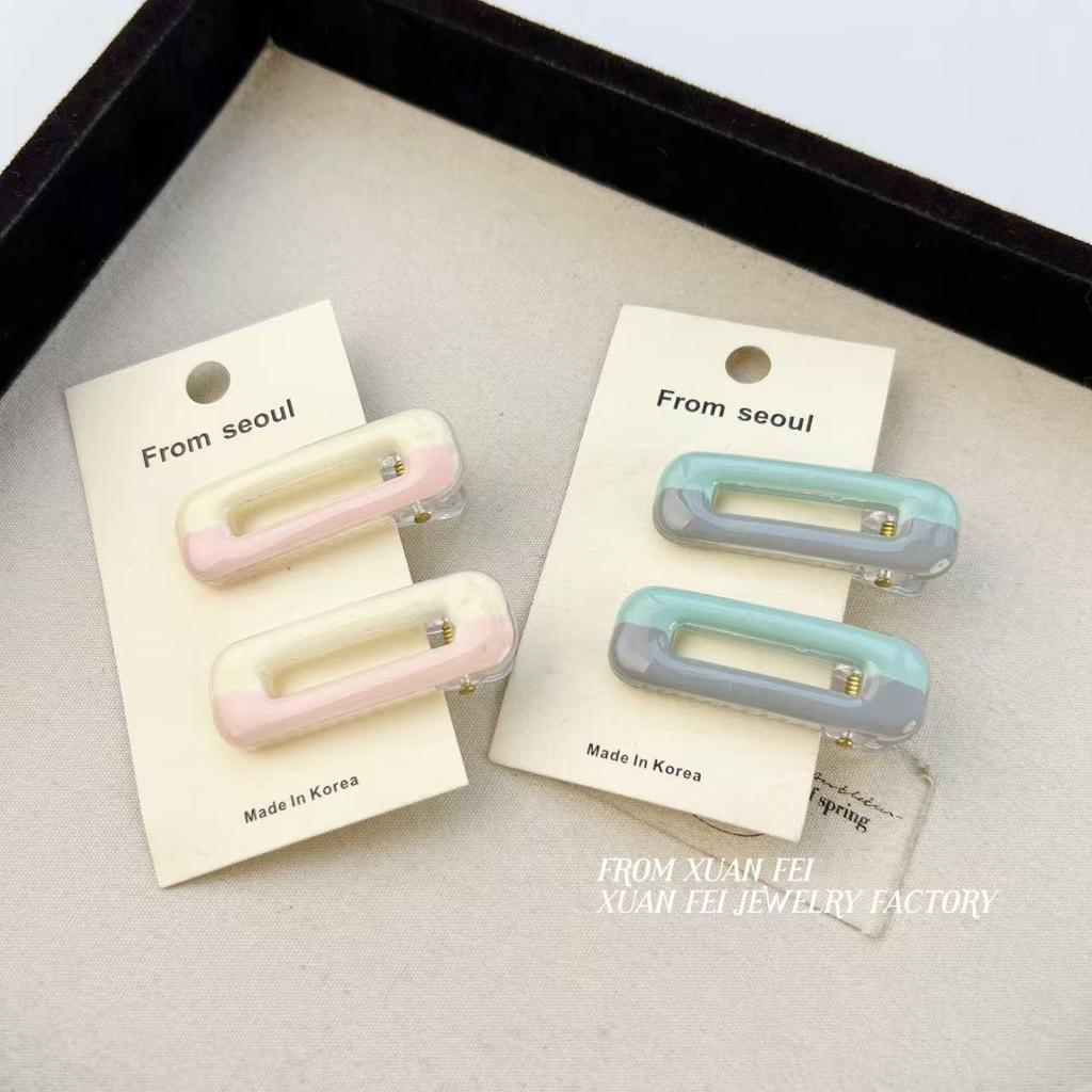 Color Block Duckbill Hair Clip: Cute Oil Droplet Design for Bangs and Flyaways