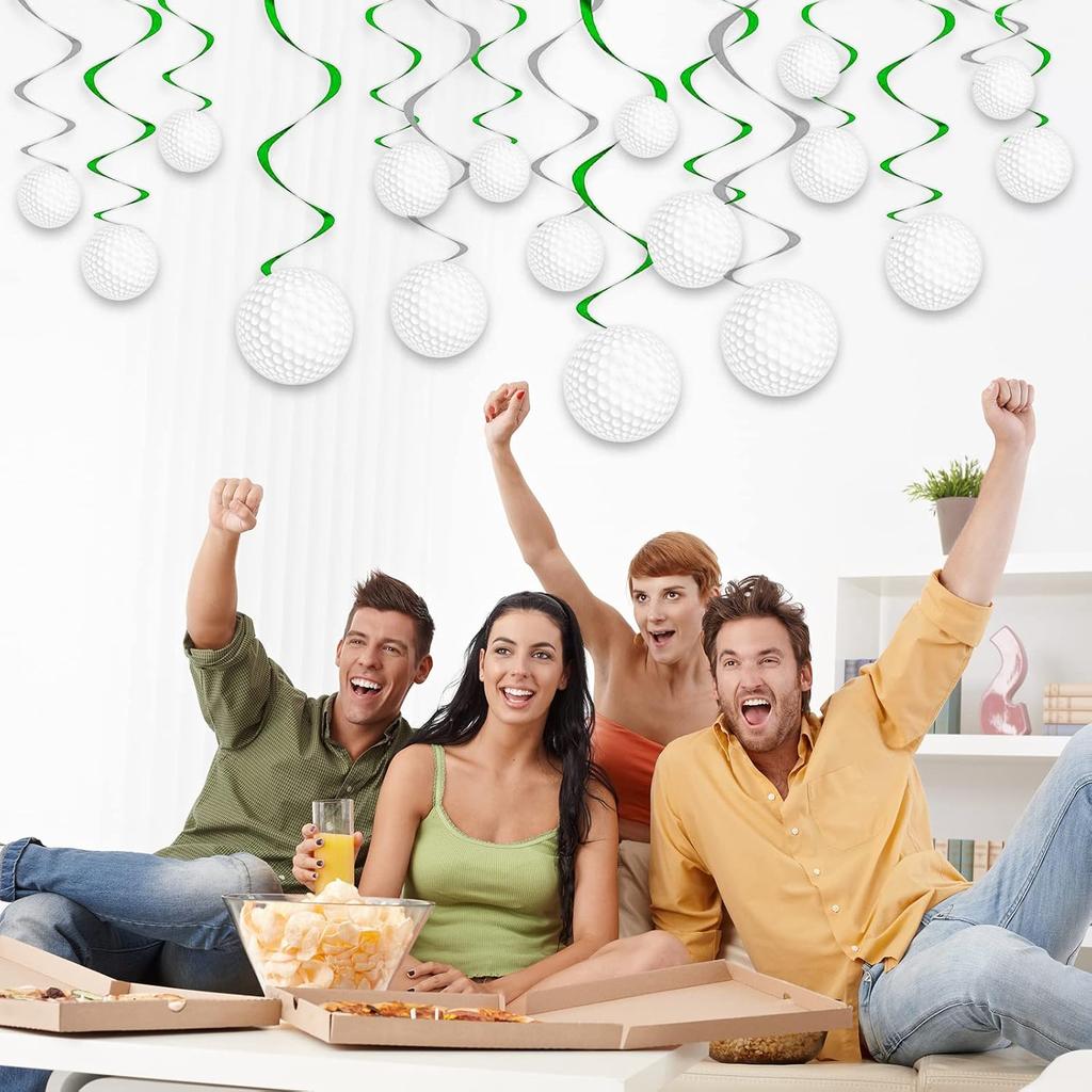 48Pcs Golf Party Decorations Hanging Swirls, Golf Theme Party Supplies Birthday Golf Sports Cutouts Foil Streamers Wall Ceiling Hanging Spirals Decor