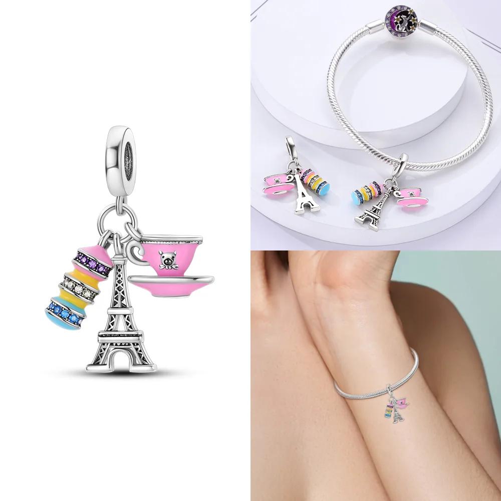 Cute Charms Copper Pink Series Cute Elf Robot Luggage Air Balloon Beaded Pendant Fit Original Bracelet Fine Diy Jewelry