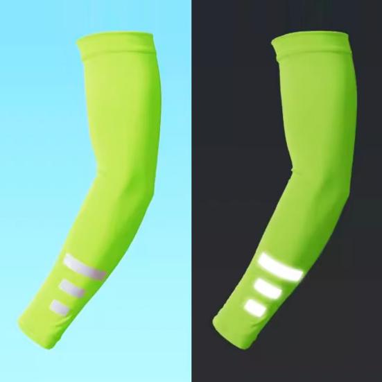 Sports Ice Sleeves for Men Women, Breathable Ice Silk Quick-Drying Arm Sleeves, Anti-Slip UV Sun Protection Sleeve with Reflective Safety Strips for
