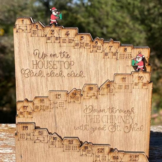Yousheng Wooden Castle Advent Calendar 24 Days Count Down To Christmas Calendar for Kid Adult Holiday Tabletop Decoration for Home Party Decor