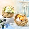 Moon Shape Plant Holder Basket With Sturdy Handle Decorative Storage Bin For Convenient Portability