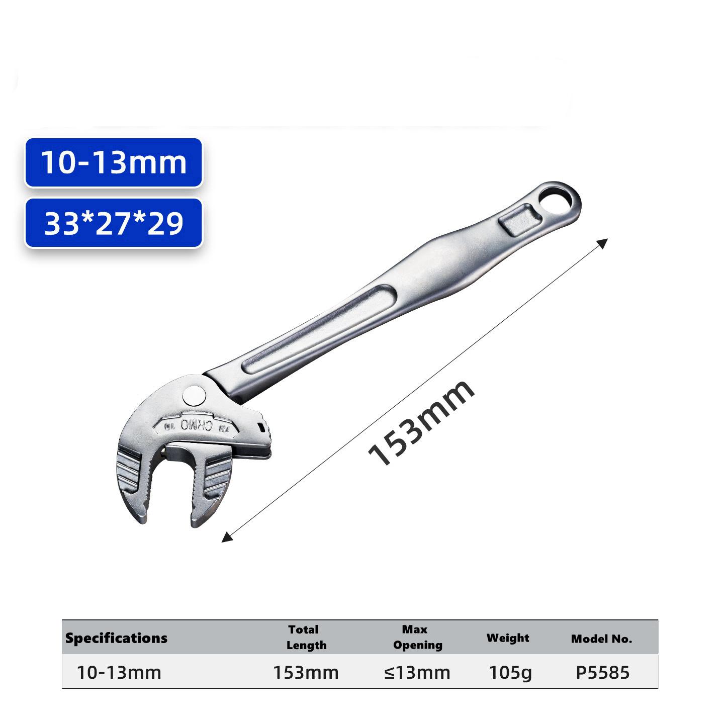 Multifunctional Heavy-Duty Crab Claw Wrench Adjustable Ratchet Wide Jaw Self-Locking Wrench for Home Automotive Pipe Manufacture 10-13mm