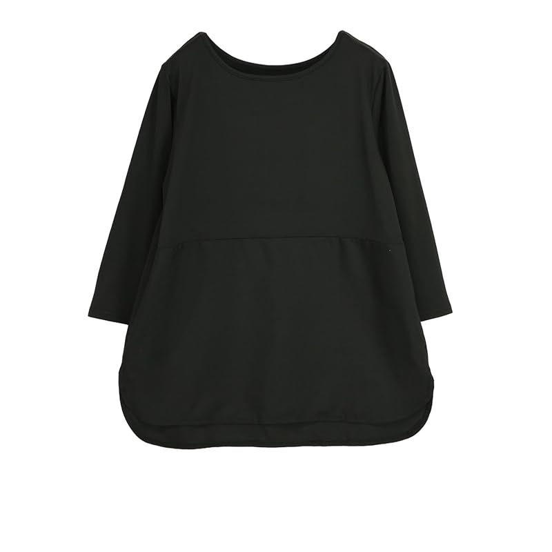 

[And It] 2 types ideal system layered inner ladies cut and sew switching shirt pullover blouse Plain color L black/normal