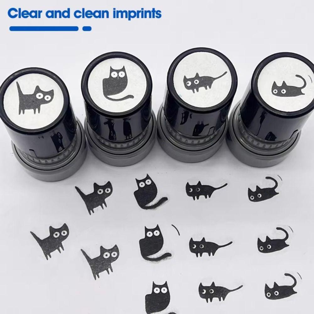 Cat Designs Black Cat Stamp 4 Styles Cartoon Stamps Lovely Kitten Stamp  Stationery
