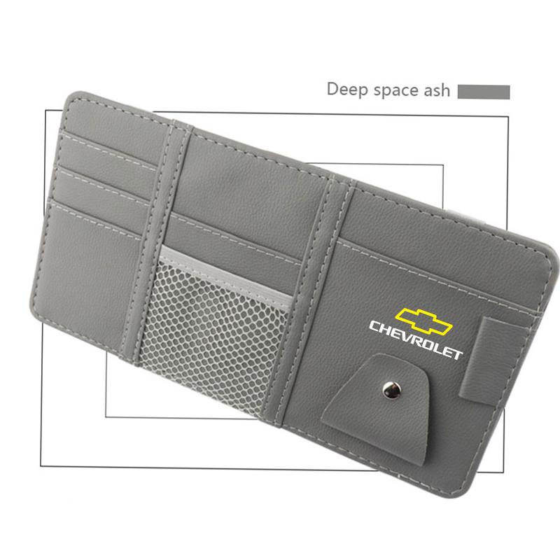 

Car Sun Visor Bill Pen Business Card Holder Phone Organizer Storage Box For Chevrolet Camaro Colorado Trax Silverado Corsa Volt сірий колір