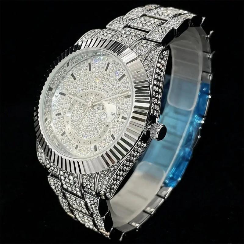 MISSFOX Mens Quartz Watch Hip Hop Bling Wrist 30M Waterproof