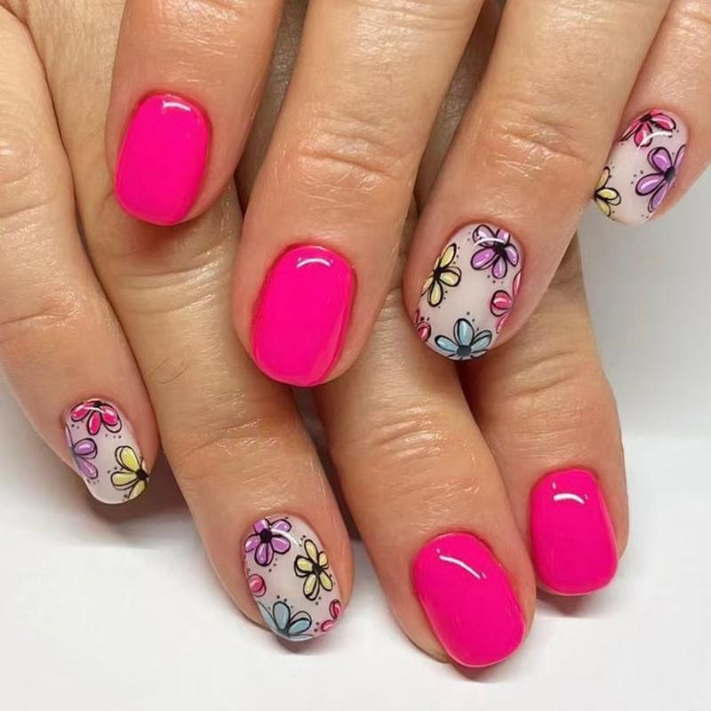 Press on Nail French Tip Square Nail Tips Fake Nail with Designs Artificial Acrylic Nail Full Cover Acrylic False Nail