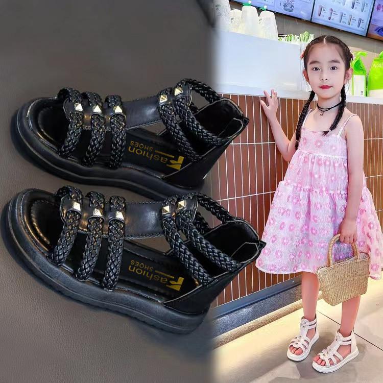 Summer Girls Fashion Open Toe Princess Sandals Middle Big Kids Soft Sole Roman Shoes