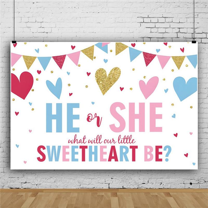 Gender Reveal Party Background Cloth Banner Cute Bear Decor Vinyl Photography Banner Animal Children's Birthday Decoration