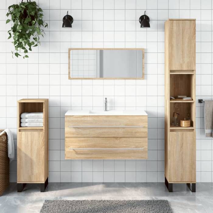 VidaXL Armoire de bain avec miroir chêne sonoma bois d'ingénierie 833881