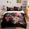 Floral Lion Decor Set Artwork Exquisite Three-Piece Bedding Set Gift For Kids And Adults