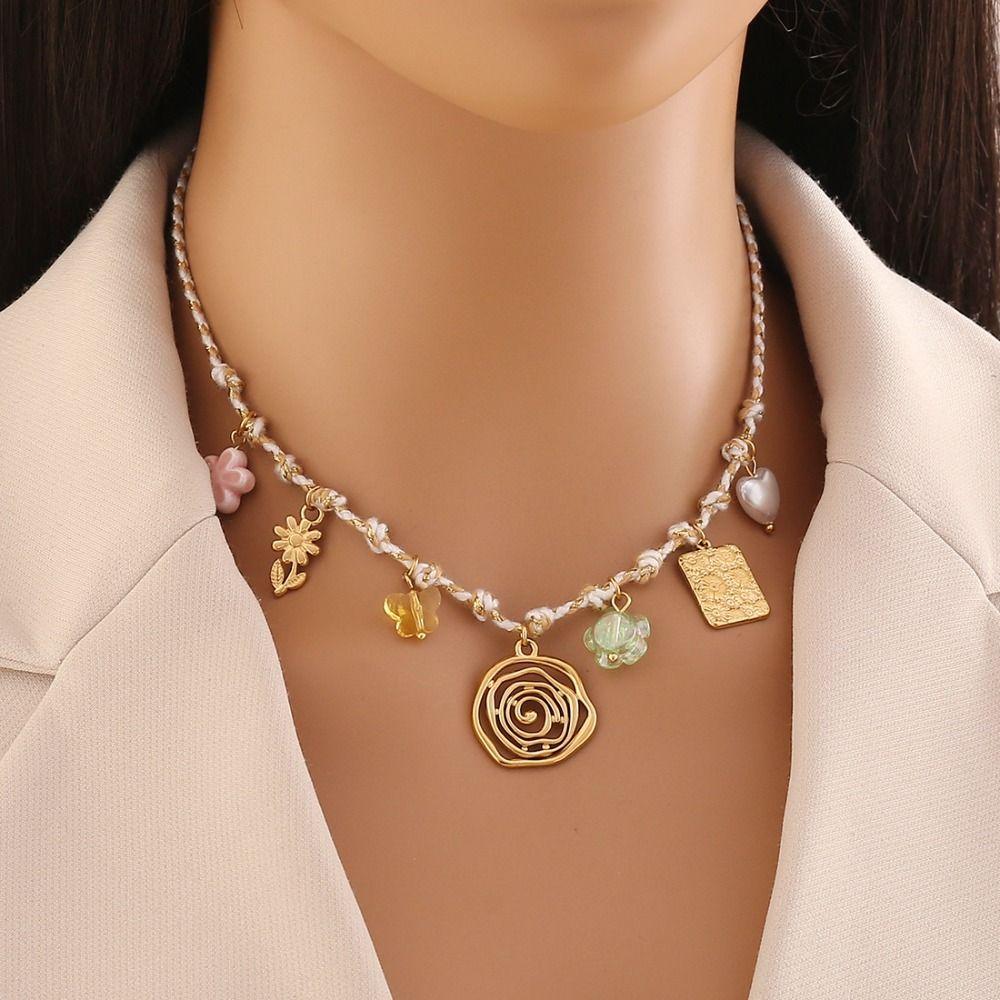 Knotting Rope Shell Pendant Necklace Ocean Series Clavicle Necklace Starfish Necklace  Summer