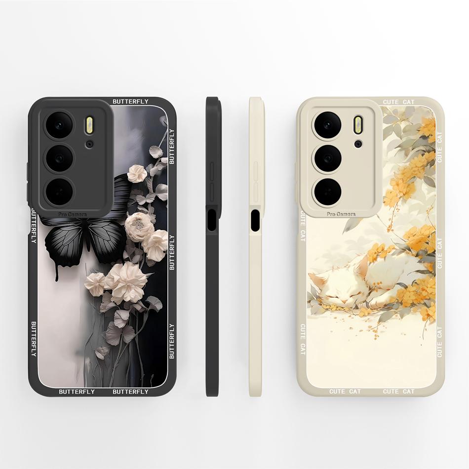 For Realme C75 C75X C73 C71 Case Painted Flowers Soft Liquid Silicone Back Cover For Realme C 75 Full Protection Phone Bumper