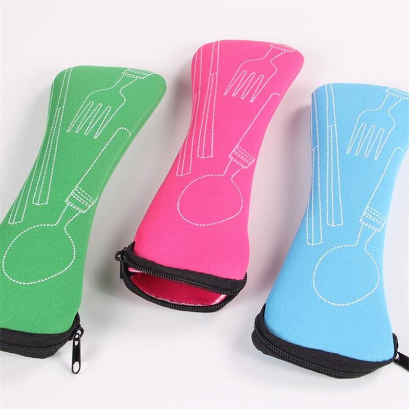 Tableware Box Portable Flip Cover Type Cutlery Case Kitchen Students Household Utensils Dinnerware Bag Dinner Pouch with Zipper